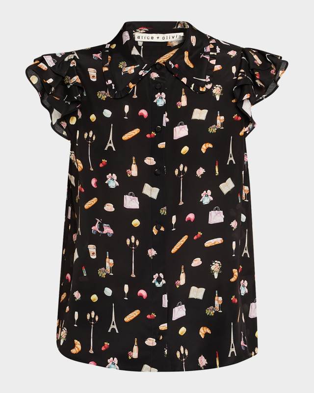 Martel Flutter-Sleeve Blouse